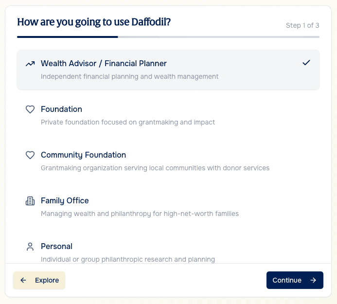 Quick account setup process