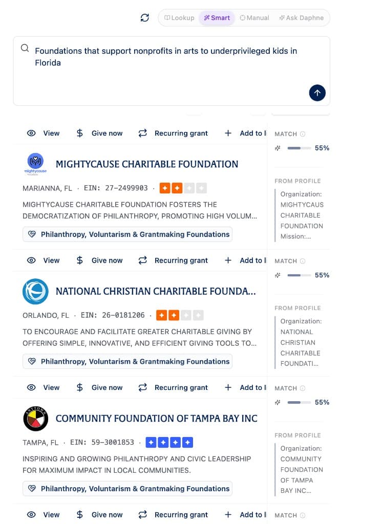 Find funders and review 990s